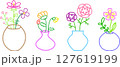 花瓶に生けた花の線画イラスト 127619199