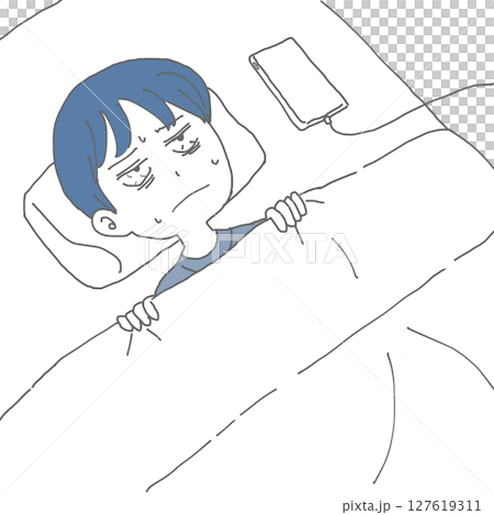 なかなか寝付けない男性 127619311
