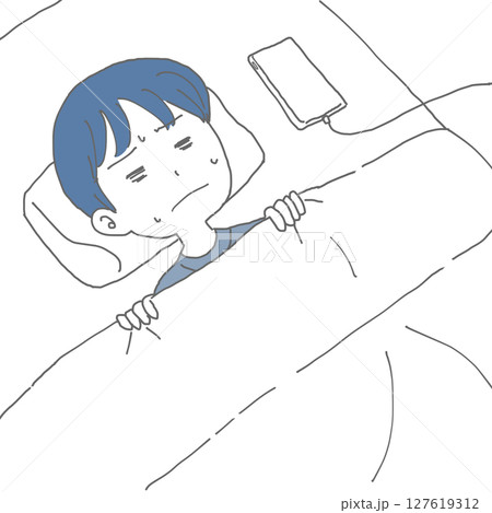 なかなか寝付けない男性2 127619312