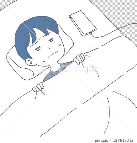 なかなか寝付けない男性2 127619312