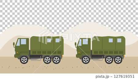 Illustration of a truck carrying supplies to disaster-stricken areas 127619351