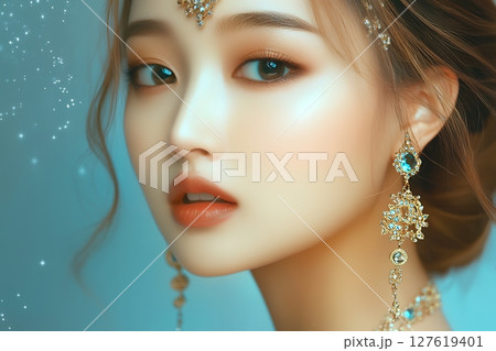 ビューティフルな日本人ヘアメイクスタイル 美人女性像を生成AIで表現(横写真) ビューティフルな日本人ヘアメイクスタイル 美人女性像を生成AIで表現(横写真) 127619401