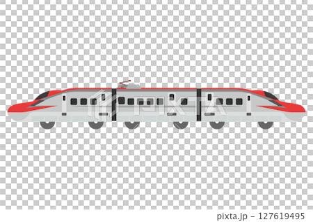 おもちゃ風の新幹線E6系の3両つなげたイラスト 127619495