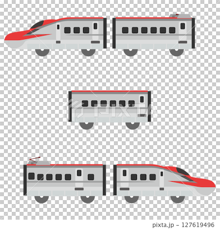 玩具風格的新幹線 E6 系列 5 輛車套裝插圖 127619496
