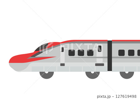 おもちゃ風の新幹線E6系の横向きのイラスト 127619498