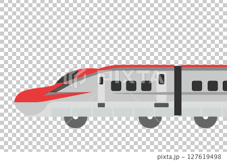 A sideways illustration of a toy-style Shinkansen E6 series train A sideways illustration of a toy-style Shinkansen E6 series train 127619498