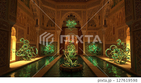 イスラム建築最高傑作　アルファンブラ宮殿 127619598