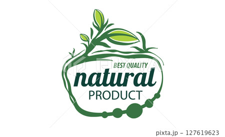 Vector logo of a natural product, hand-drawn in an artistic style 127619623