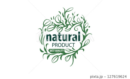 Vector logo of a natural product, hand-drawn in an artistic style 127619624