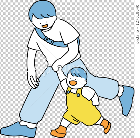夏を満喫する人々_お散歩 127619640