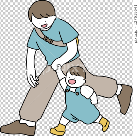 夏を満喫する人々_お散歩 127619641