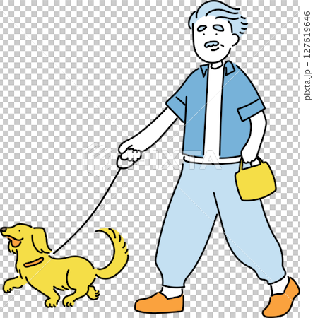 享受夏天的人們_遛狗_夏日色彩 127619646