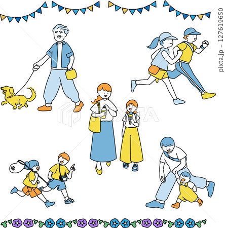 夏を満喫する人々セット 127619650