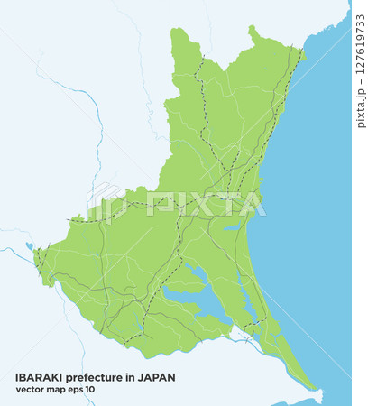 日本の茨城県のシンプルな緑色のロードマップ 日本の茨城県のシンプルな緑色のロードマップ 127619733