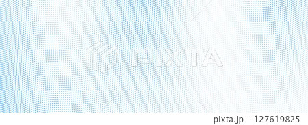 Abstract dotted wave line background. Blue dynamic dash stripe texture. Warped and curved lines wallpaper for tech design template, presentation, brochure, leaflet, booklet. Vector light airy backdrop Abstract dotted wave line background. Blue dynamic dash stripe texture. Warped and curved lines wallpaper for tech design template, presentation, brochure, leaflet, booklet. Vector light airy backdrop 127619825