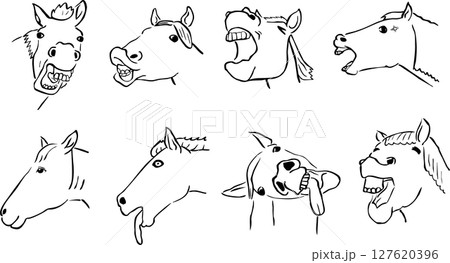 ファニーな馬の顔セット 127620396