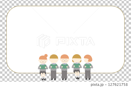 Frame of students sitting side by side reading Frame of students sitting side by side reading 127621758