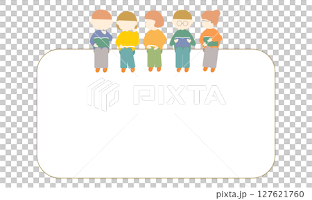 Frame of men and women sitting side by side and reading Frame of men and women sitting side by side and reading 127621760