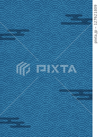 和柄　年賀状　青　背景	 127621809