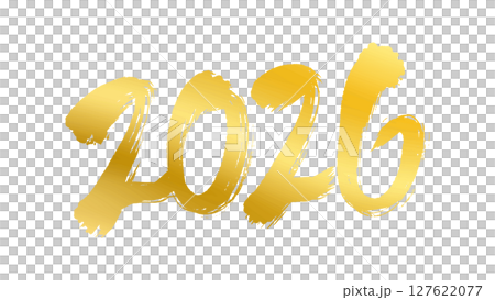 新年素材_2026年手寫書法_金色 127622077