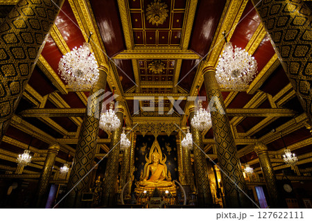Beautiful Golden Buddha statues of the statue of ancient thai art style at Wat Phra Si Rattana Mahathat to as Wat Yai is a Buddhist temple It is a major tourist Phitsanulok,Thailand. 127622111