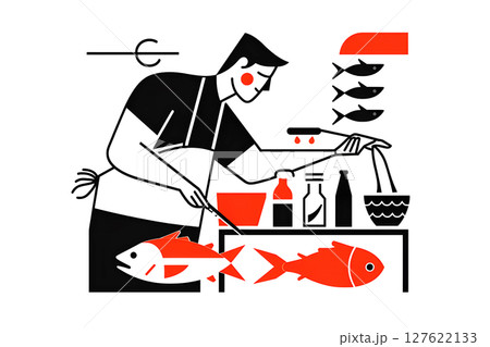 魚屋さん・居酒屋さんのアイコンイラスト 魚屋さん・居酒屋さんのアイコンイラスト 127622133