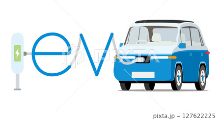 充電スタンドで充電するEV　電気自動車 127622225