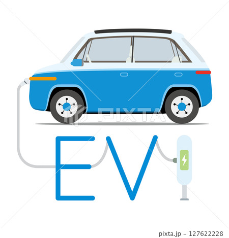 充電スタンドで充電するEV 電気自動車 充電スタンドで充電するEV 電気自動車 127622228