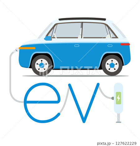 充電スタンドで充電するEV　電気自動車 127622229