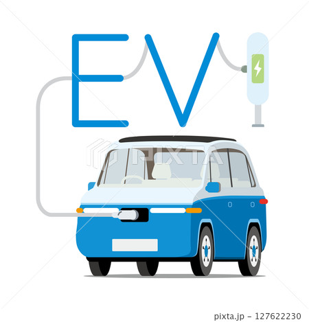 充電スタンドで充電するEV　電気自動車 127622230