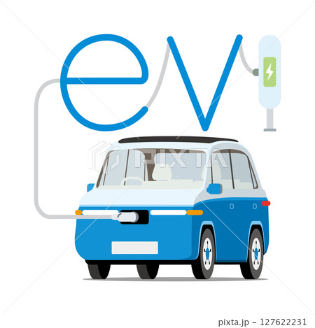 充電スタンドで充電するEV　電気自動車 127622231