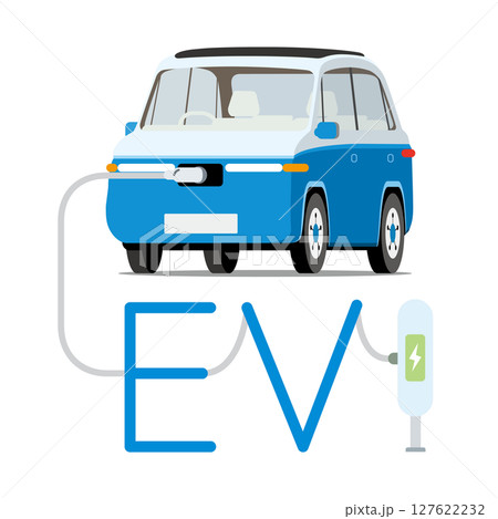 充電スタンドで充電するEV　電気自動車 127622232