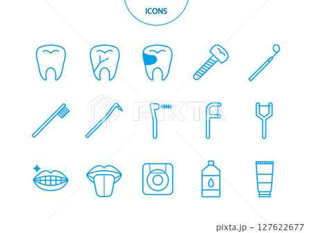 歯 デンタル アイコン ピクトグラム ベクター イラスト セット 歯 デンタル アイコン ピクトグラム ベクター イラスト セット 127622677