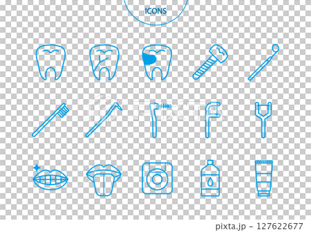 歯 デンタル アイコン ピクトグラム ベクター イラスト セット 歯 デンタル アイコン ピクトグラム ベクター イラスト セット 127622677