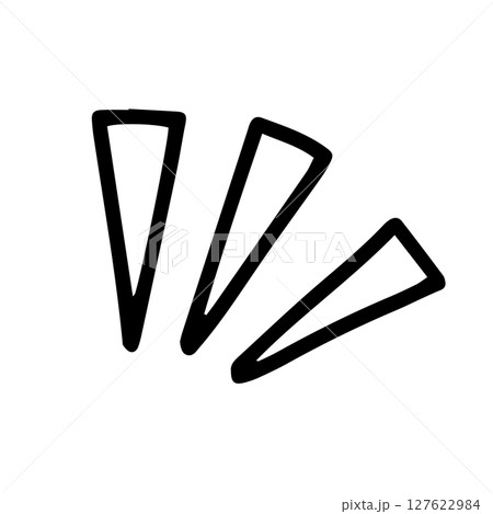 驚きや注意、気づきの感情を表したアイコン。びっくりした時のエフェクト絵文字、漫符。手書きのベクターイ 127622984