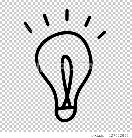 燈泡圖示。燈亮時靈感的象徵。手繪向量插圖。 127622992