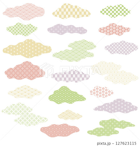 和柄の雲。パステルカラー。 127623115