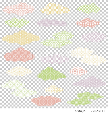 和柄の雲。パステルカラー。 127623115