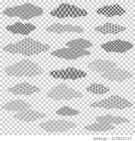 Japanese pattern cloud. Transparent background. 127623117