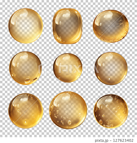 Drops of oil on a transparent background 127623402