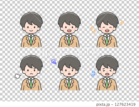 各種表情的男學生圖示集 各種表情的男學生圖示集 127623419