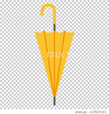 Simple illustration of a yellow closed umbrella Simple illustration of a yellow closed umbrella 127624141