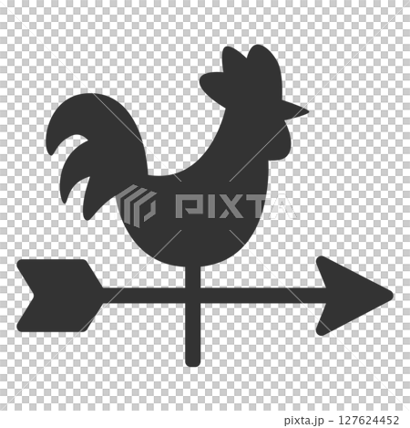 Illustration of a weathervane that indicates the weather and wind direction Illustration of a weathervane that indicates the weather and wind direction 127624452