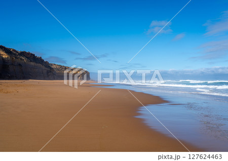 Clifton Beach and Twelve Apostles along the Great Ocean Road, Australia Clifton Beach and Twelve Apostles along the Great Ocean Road, Australia 127624463