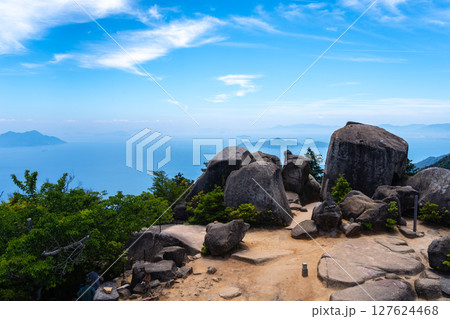 Seto Inland Sea and Hiroshima Bay from Mount Misen summit, Miyajimaa, Japan Seto Inland Sea and Hiroshima Bay from Mount Misen summit, Miyajimaa, Japan 127624468