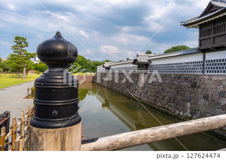 Kanazawa Castle and Moat in Japan on Summer Day Kanazawa Castle and Moat in Japan on Summer Day 127624474