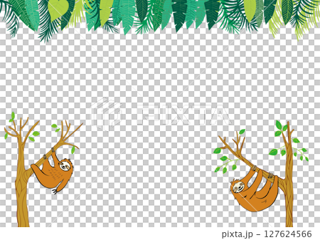 樹懶和熱帶植物框架3 127624566
