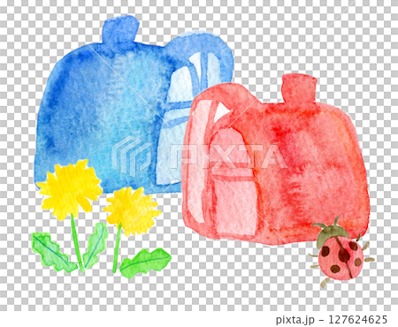 Watercolor illustration, hand-drawn illustration, school bag Watercolor illustration, hand-drawn illustration, school bag 127624625