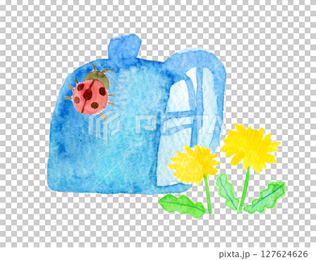 水彩イラスト　手描きイラスト　ランドセル 127624626