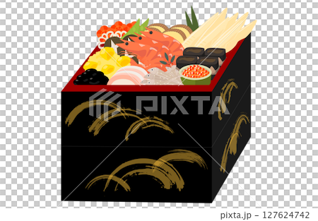 おせち料理のベクターイラスト お重 二段 127624742